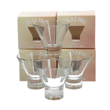 Load image into Gallery viewer, 4 X MALIBU MARTINI GLASS ENGRAVED COCKTAIL BOXED PARTY NEW
