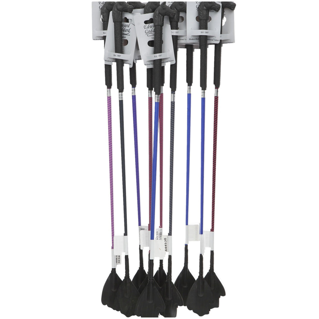 Edward Goddard 65cm Horse Whips horse head handle multi colours 10 pack riding