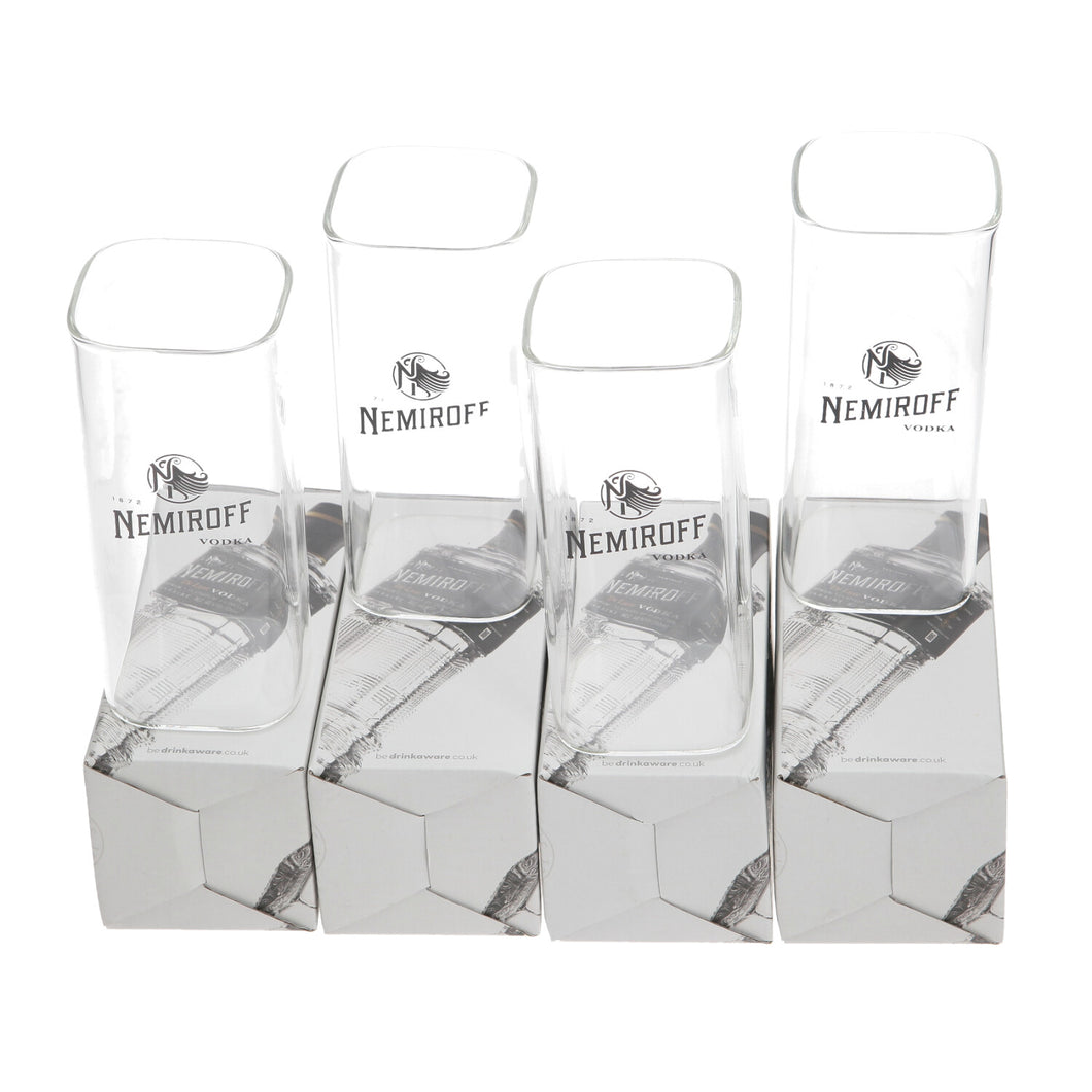 Nemiroff Vodka Clear square glasses set of 4 collectables party mancave bar