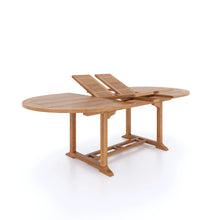 Load image into Gallery viewer, Teak Oval Extending Table 180cm to 240cm and 6 Oxford stacking chairs ( Seconds)
