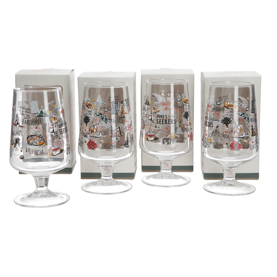 SET OF 4 X San Miguel Limited Edition 2024 Glasses.Brand New Pint Lager Pub Bar