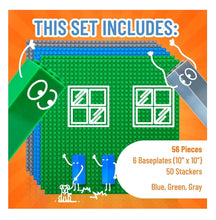 Load image into Gallery viewer, Compatible with Lego Toy Building Block - Stackable Baseplates 10&quot; x 10&quot; 56 PCS
