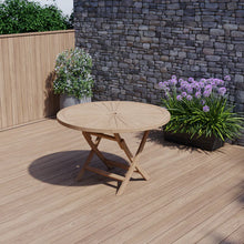 Load image into Gallery viewer, 120cm Sunshine Round Teak Folding Table and 4 Hampton chairs ( Seconds )
