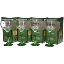 Load image into Gallery viewer, 4 x Tanqueray Gin Large Green Steamed Balloon Glass. BOXED.COLLECTABLES
