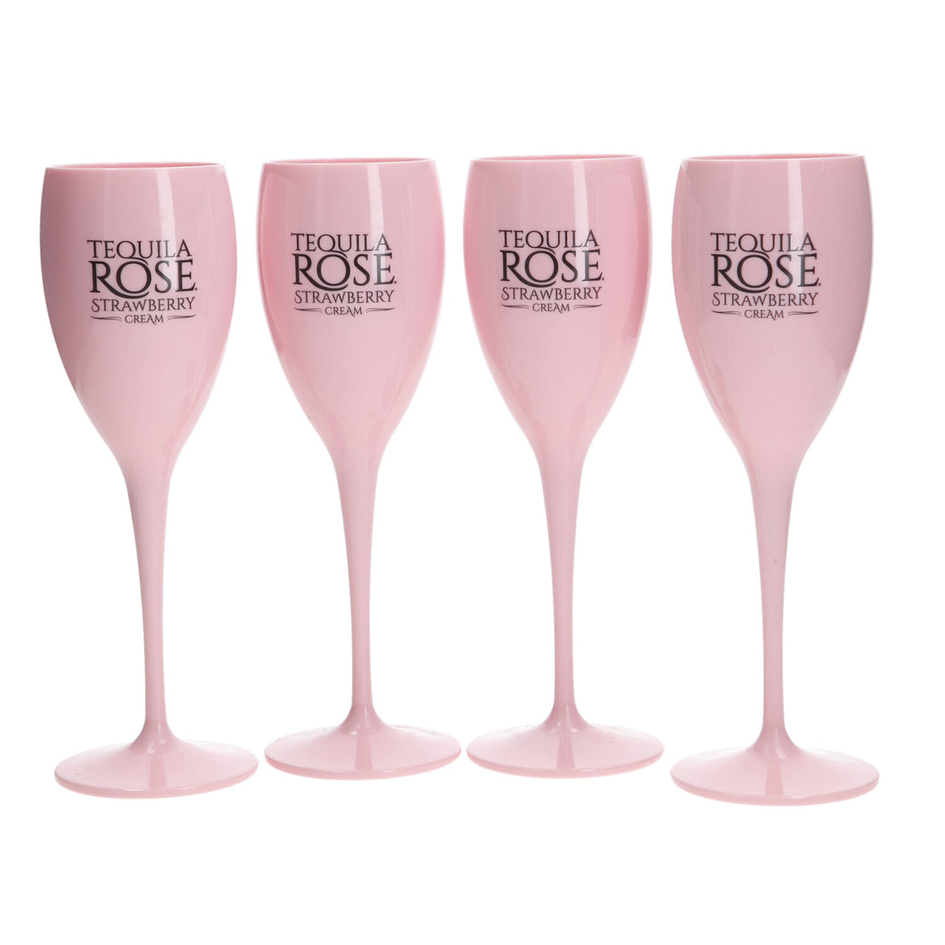 Tequila Rose Strawberry Cream 175ml PLASTIC Flute Champagne Glass Brand New set of 4
