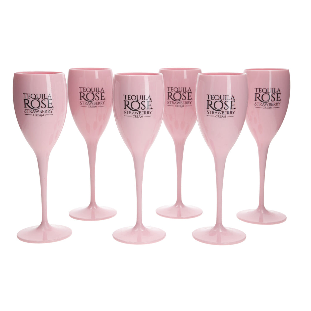 Tequila Rose Strawberry Cream 175ml PLASTIC Flute Champagne Glass Brand New SET OF 6