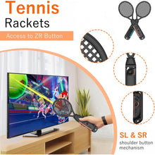 Load image into Gallery viewer, NBCP 18-in-1 Sports Accessories Kit with Tennis Rackets, Golf Clubs, Swords, Steering Wheels for Nintendo Switch 2, Black
