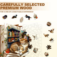 Load image into Gallery viewer, WOODBESTS Cat in the book Wooden Jigsaw Puzzle
