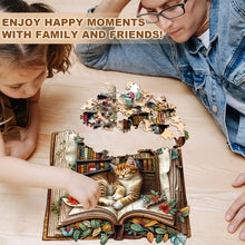 Load image into Gallery viewer, WOODBESTS Cat in the book Wooden Jigsaw Puzzle
