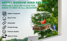 Load image into Gallery viewer, Window Bird Feeders with 4 Strong Suction Cups and Detachable Seed Tray for Small Birds only, BPYOT Acrylic Clear Bird Feeders are Unique Gardening Gifts for Elderly Grandpa/Grandma/Grandparents
