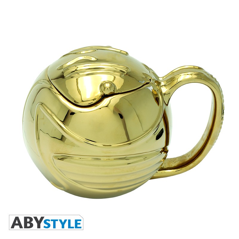 OFFICIAL HARRY POTTER 3D SHAPED GOLDEN SNITCH COFFEE CUP MUG WITH LID GIFT BOX