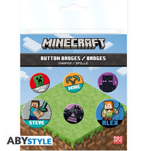 Load image into Gallery viewer, MINECRAFT BUTTON BADGES Pack Mix The Minecraft badges! GAMING COLLECTABLES
