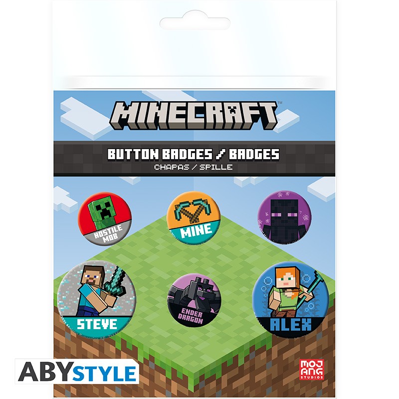 MINECRAFT BUTTON BADGES Pack Mix The Minecraft badges! GAMING COLLECTABLES