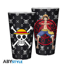 Load image into Gallery viewer, OFFICIAL ONE PIECE LUFFY LARGE TUMBLER DRINKING GLASS IN GIFT BOX. COLLECTABLES
