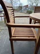 Load image into Gallery viewer, Teak Oval Extending Table 180cm to 240cm and 6 Oxford stacking chairs ( Seconds)
