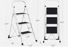 Load image into Gallery viewer, Delxo 3 Step Ladder Folding Step Ladder With Handle Heavy 3 step ladder White
