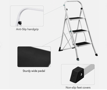 Load image into Gallery viewer, Delxo 3 Step Ladder Folding Step Ladder With Handle Heavy 3 step ladder White
