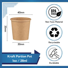 Load image into Gallery viewer, Kraft Paper Portion Pots Cups Compostable Ramekin Sauce Cups 1oz x 400
