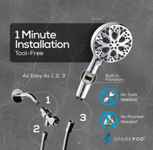 Load image into Gallery viewer, 10 Spray Setting Shower Head High Flow Filtered Shower Head, Stainless Hose
