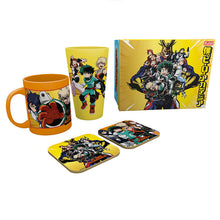 Load image into Gallery viewer, My Hero Academia Heroes Mug, 400ml Glass &amp; 2 Coasters Collectable Gift Box
