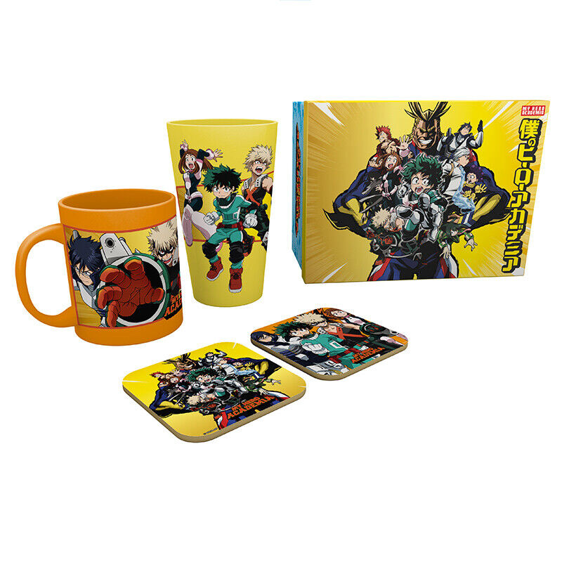 My Hero Academia Heroes Mug, 400ml Glass & 2 Coasters Collectable Gift Box