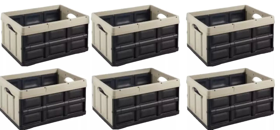 6 X Collapsable Folding Stacking Storage Boxes 32L Large Strong Folding Storage.