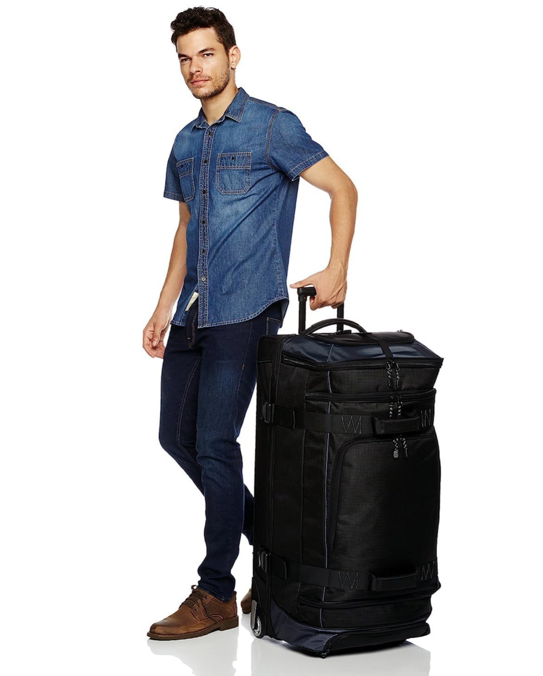 Ripstop Large Soft Wheeled Duffel Bag Telescopic Handle 35