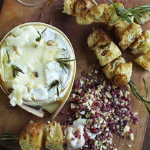 Load image into Gallery viewer, Camembert Cheese Pot and Lid baked cheese oven proof stoneware parties
