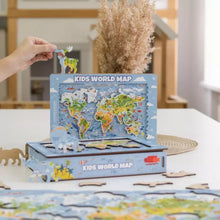 Load image into Gallery viewer, Unidragon Kids World Map 100pcs jigsaw puzzle wooden and boxed

