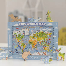 Load image into Gallery viewer, Unidragon Kids World Map 100pcs jigsaw puzzle wooden and boxed
