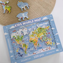 Load image into Gallery viewer, Unidragon Kids World Map 100pcs jigsaw puzzle wooden and boxed
