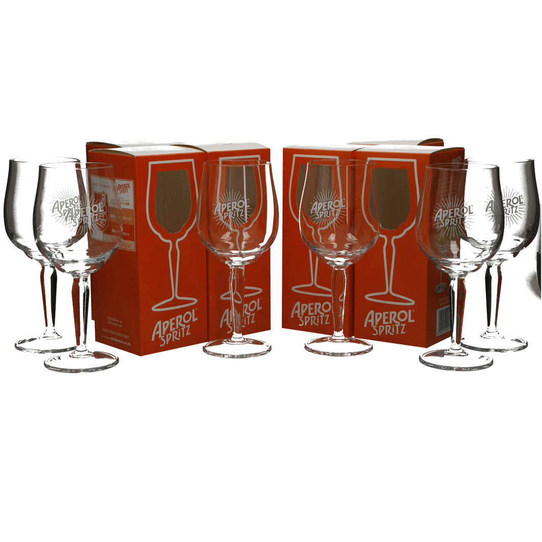 APEROL Spritz Cocktail Glasses X6 in GIFTBOXES 51cl STEMMED Glass.
