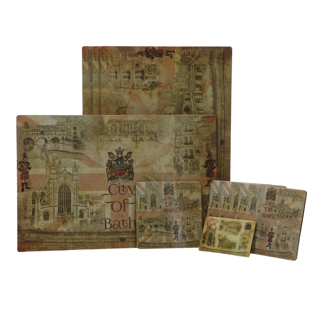 Set of 4 Placemats City of Bath and 4 Coasters PLUS A FREE Fridge Magnet