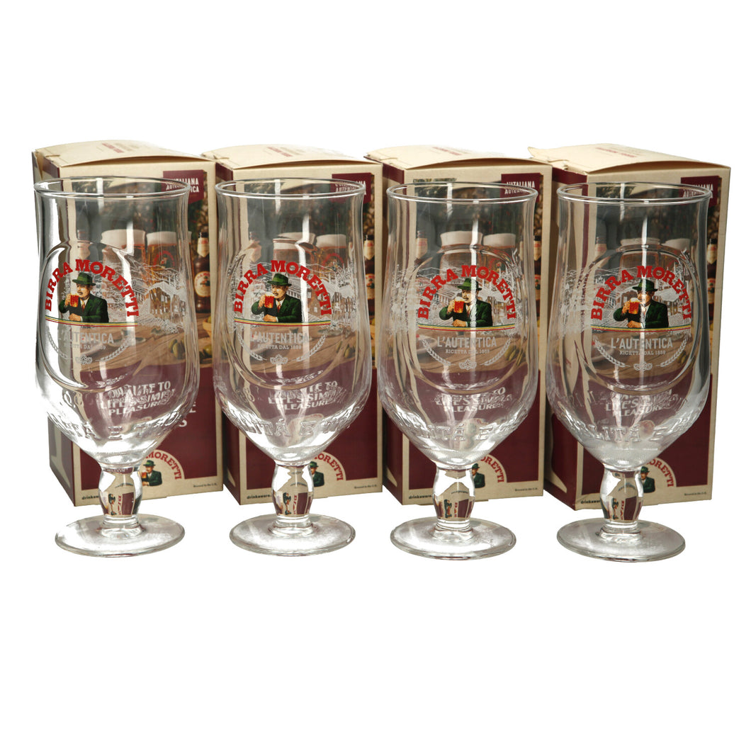 4 x Birra Moretti Genuine Stunning PINT Glasses Official .BRAND NEW