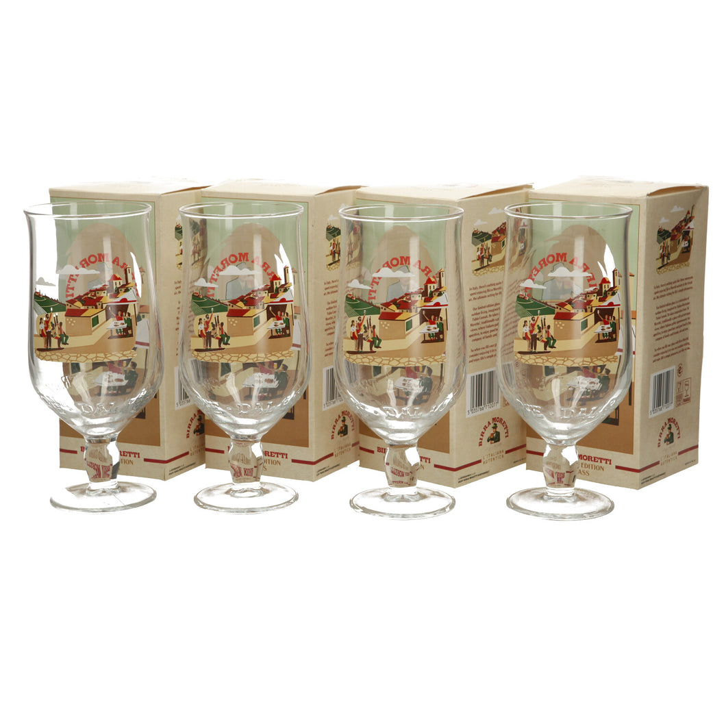 4 x Birra Moretti Genuine NEW Design PINT Glasses Official . BRAND NEW BEER