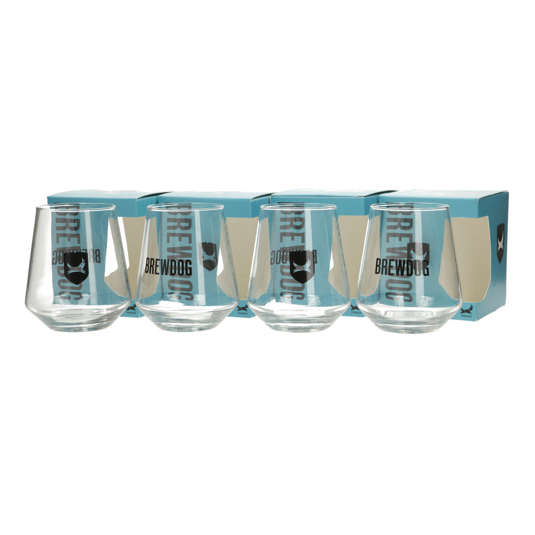 4 x Brew Dog One Pint 20oz Glass Laser Nucleated In Gift Box New