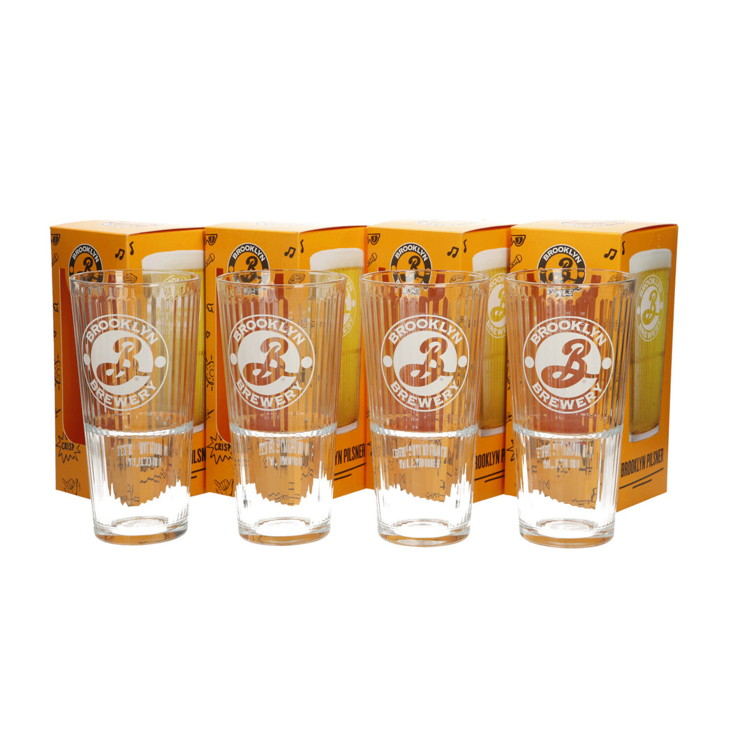 4 x Brooklyn Pilsner New Pint Glasses. Collectable. Pub. Bar