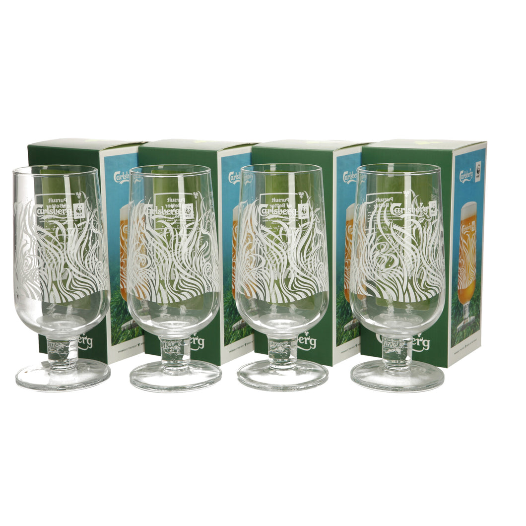 4x Carlsberg Pilsner Lager NEW DESIGN Beer Glasses : Pint  - NEW BOXED GIFT