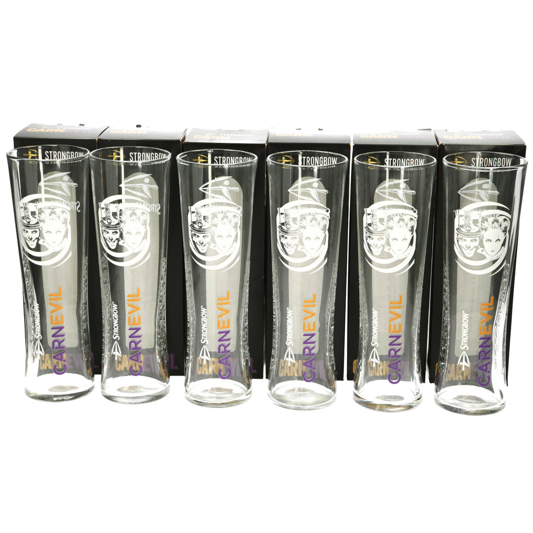 6 x New Collectable Strongbow CARNEVIL/ Halloween Pint Glass WHITE FACE CIDER
