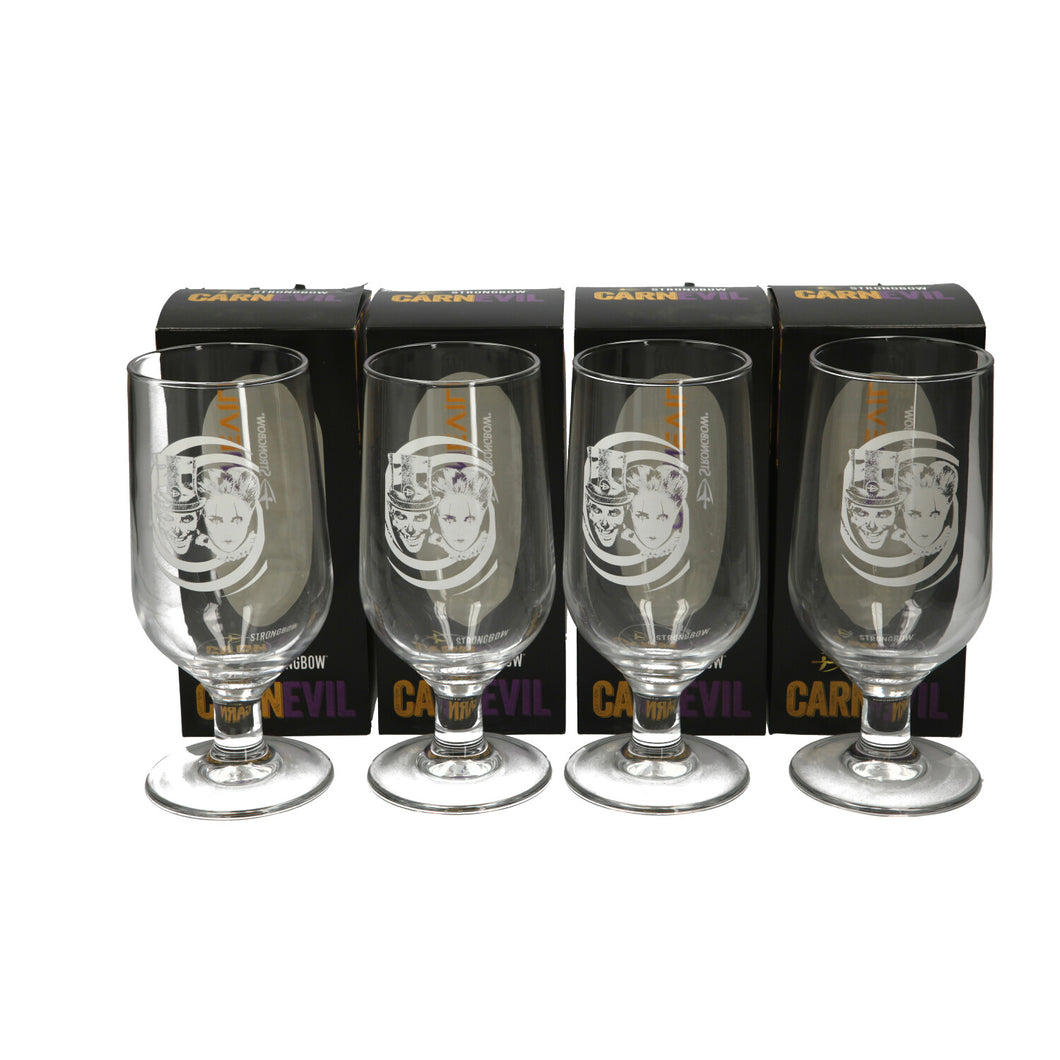 4 x New Collectable Strongbow CARNEVIL/ Halloween Stemmed Pint Glass