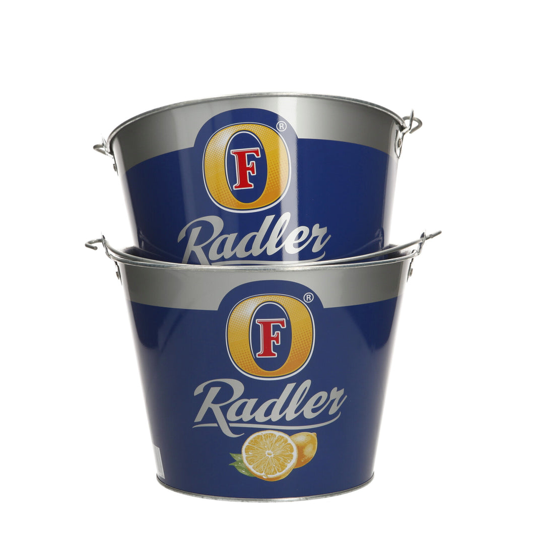 2 X Fosters Radler Beer Bottle Metal Ice Bucket With Handle