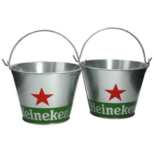 Load image into Gallery viewer, 2 x Heineken Bottle Ice Bucket With Handle 7” Diameter
