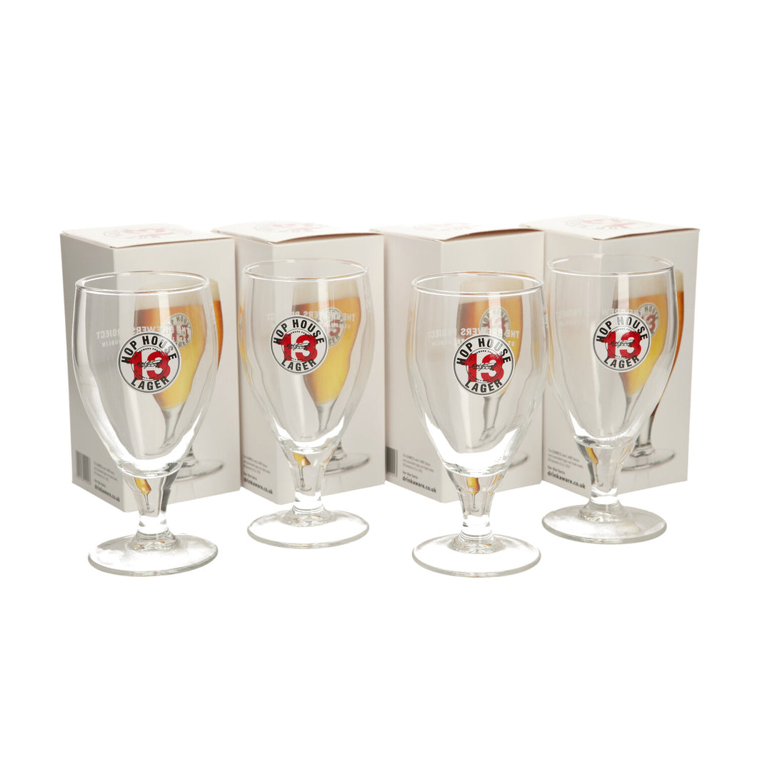 4 X Hop House 13 Half Pint Goblet Chalice glass Brand New