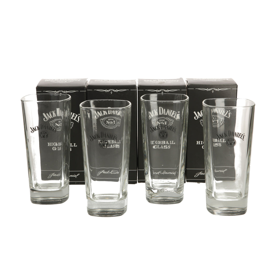4 x JD No7 Highball glasses. Mancave. collectables. Jack Daniels.