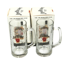 Load image into Gallery viewer, 2 x Jim Beam &#39;rare&#39; Highball Glass Stein Tankard Glasses. Pub. Bar. Party
