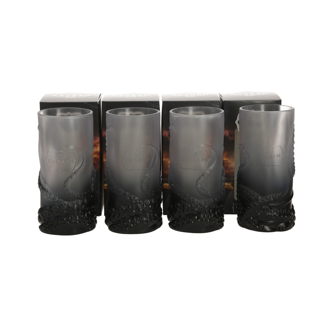 4 x Kraken Black Tentacled Plastic Highball 100% Recycled Plastic. Party. Bar