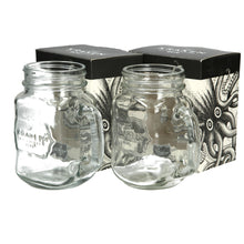 Load image into Gallery viewer, 2 x Brand New 'BOXED KRAKEN BLACK SPICED RUM MASON JAR GLASSES - PUB BAR PARTY.
