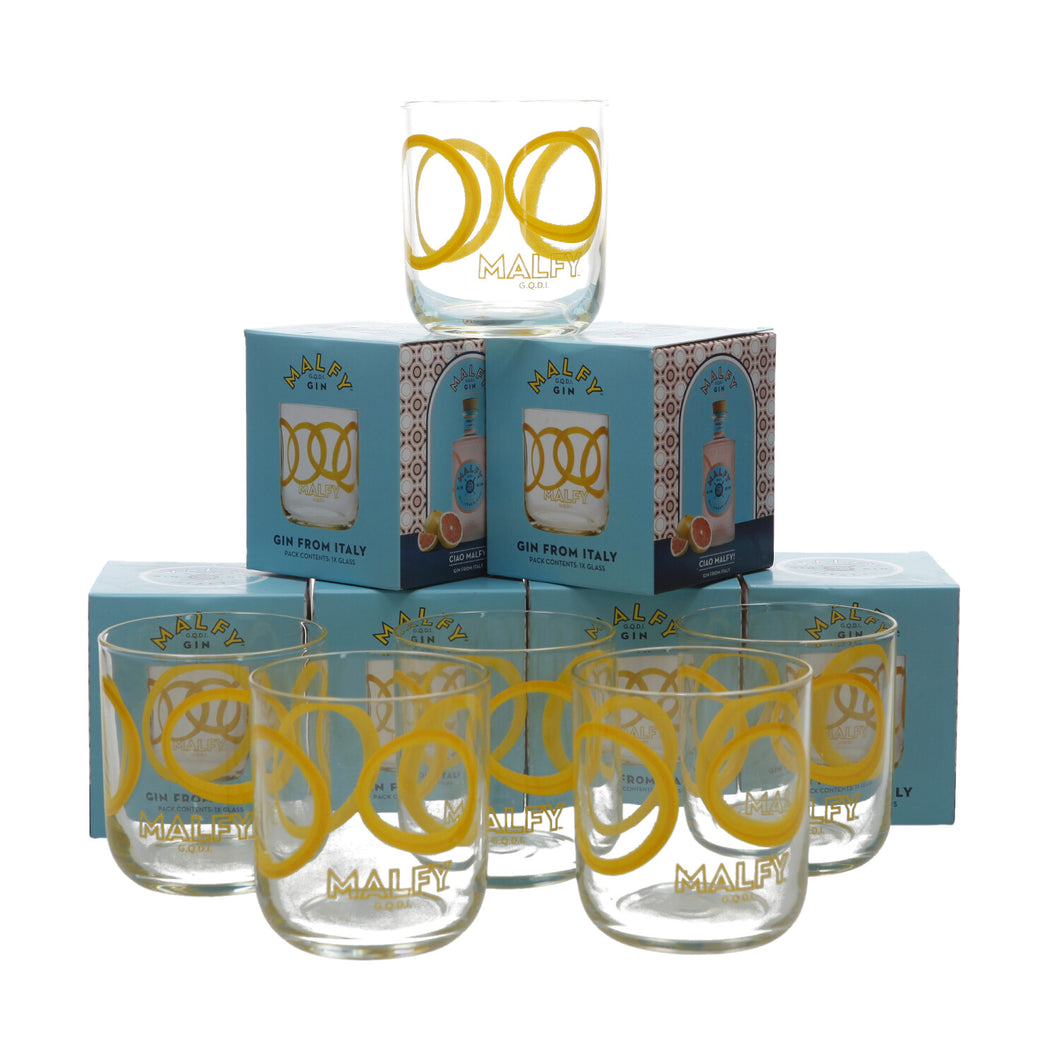 6 x  MALFY Retro GIN GLASSES Limited Edition Collectable Boxed. Bar. Party