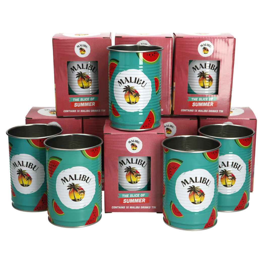 8 x Malibu Watermelon Drinking Tin/Drinks. Collectables. Bar. Pub