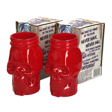 Load image into Gallery viewer, 2 X New Rare RED Dead Mans Fingers Skull Head Spiced Rum Glass 3/4 pint
